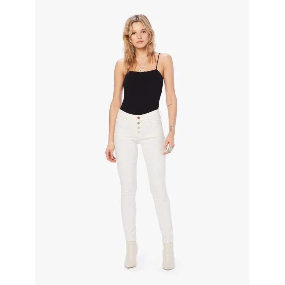 MOTHER The Pixie Ankle Skinny Jeans White Rainbow Button Fly Size 27